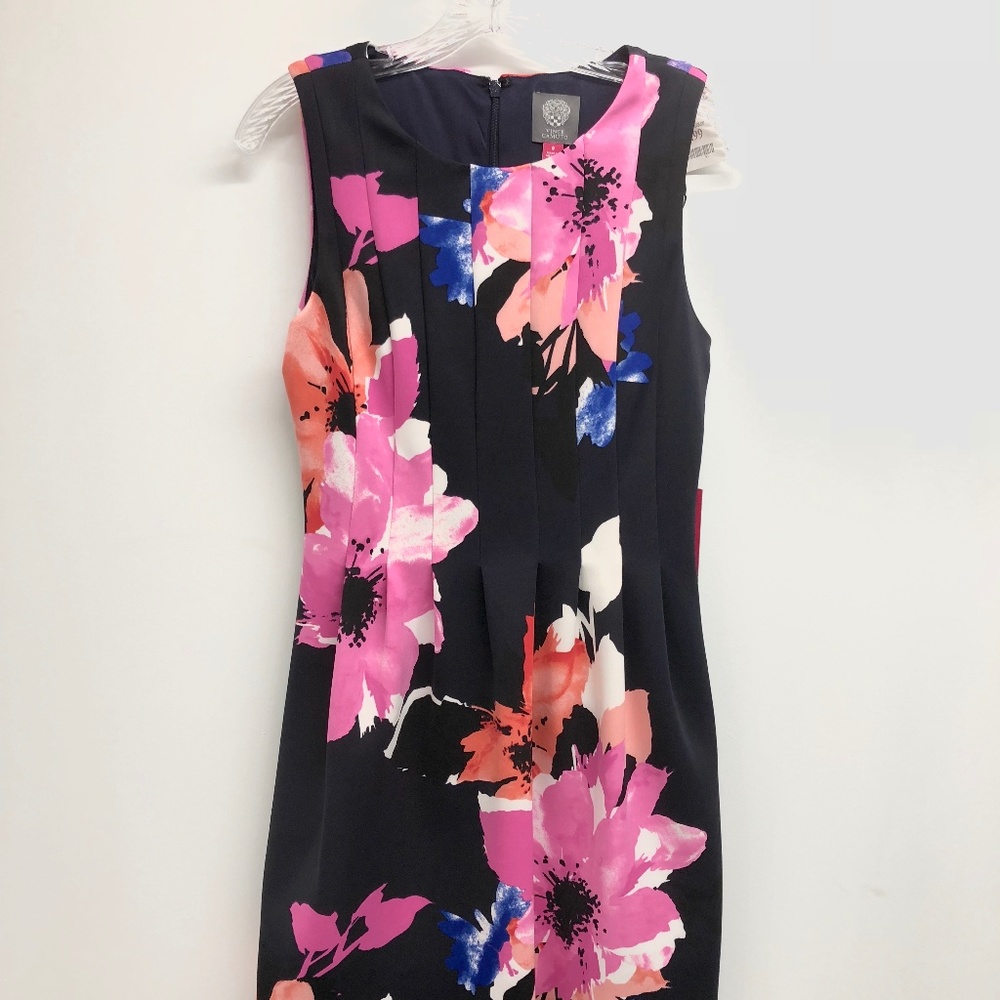 Vince Camuto Floral Dress in Navy and Pink